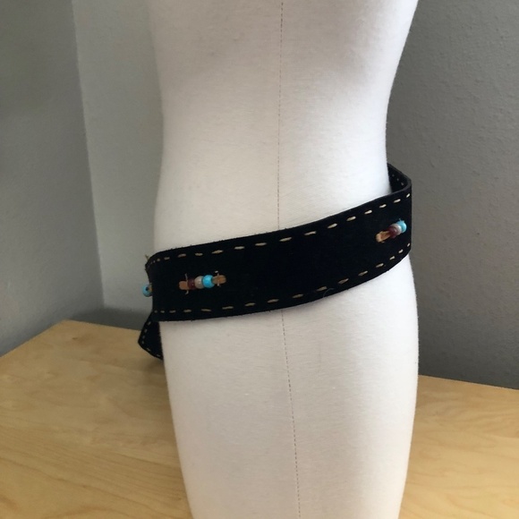 Hand Crafted Beaded Suede Leather Belt - Coastal Cowgirl - Picture 6 of 9